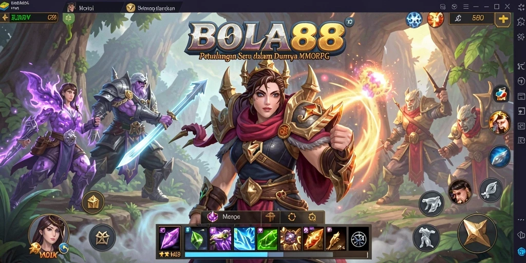 Tangkapan layar utama BOLA88 menampilkan aksi pertarungan seru dalam dunia MMORPG.