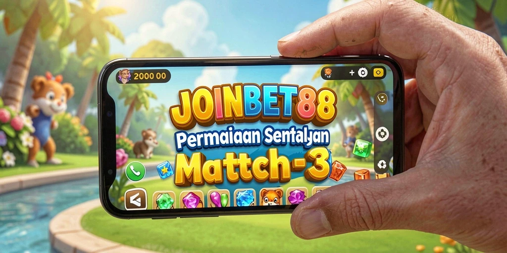 Screenshot permainan JOINBET88 dengan gameplay Match-3 yang menarik.