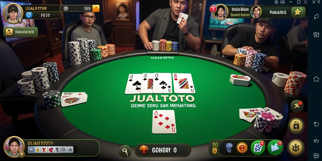 Tampilan gameplay seru dalam JUALTOTO, penuh aksi poker.