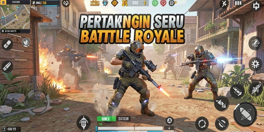 Screenshot gameplay KING138 menampilkan aksi seru Battle Royale.