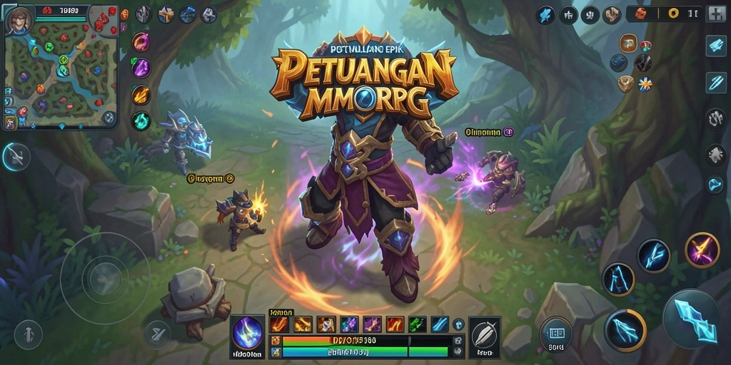 Screenshot utama gameplay MDG188 menampilkan pertempuran epik di dunia MMORPG.