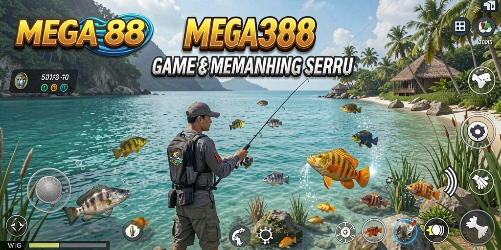Screenshot gameplay MEGA388 menampilkan aksi memancing yang mendebarkan.