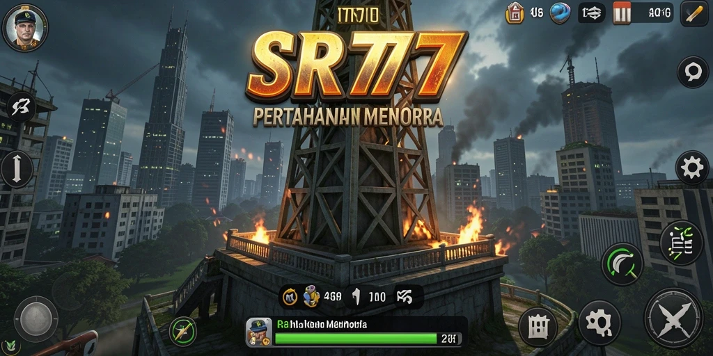 Screenshot utama SR777 menampilkan aksi menara yang mendebarkan.
