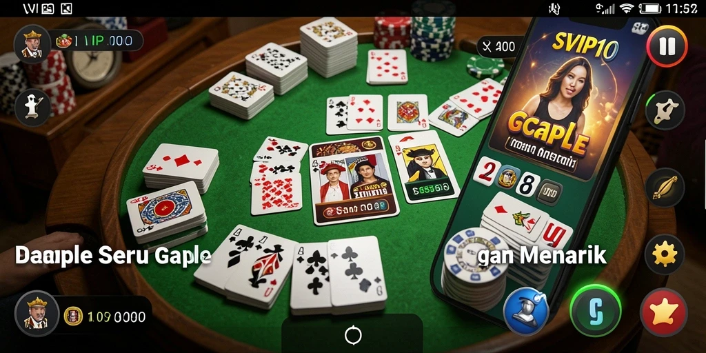 Screenshot utama SVIP10 menampilkan gameplay Gaple yang seru.